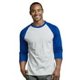 thumbnail image 1 of Men's 3/4 Sleeve Casual Raglan Jersey Baseball Tee Shirt (M, Royal Blue/White), 1 of 4
