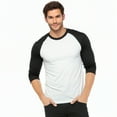 thumbnail image 1 of Men's 3/4 Sleeve Crew Neck Baseball Shirt, Casual Dynamic Cotton Raglan T Shirts, Black/White L, 1 Pack, 1 of 7