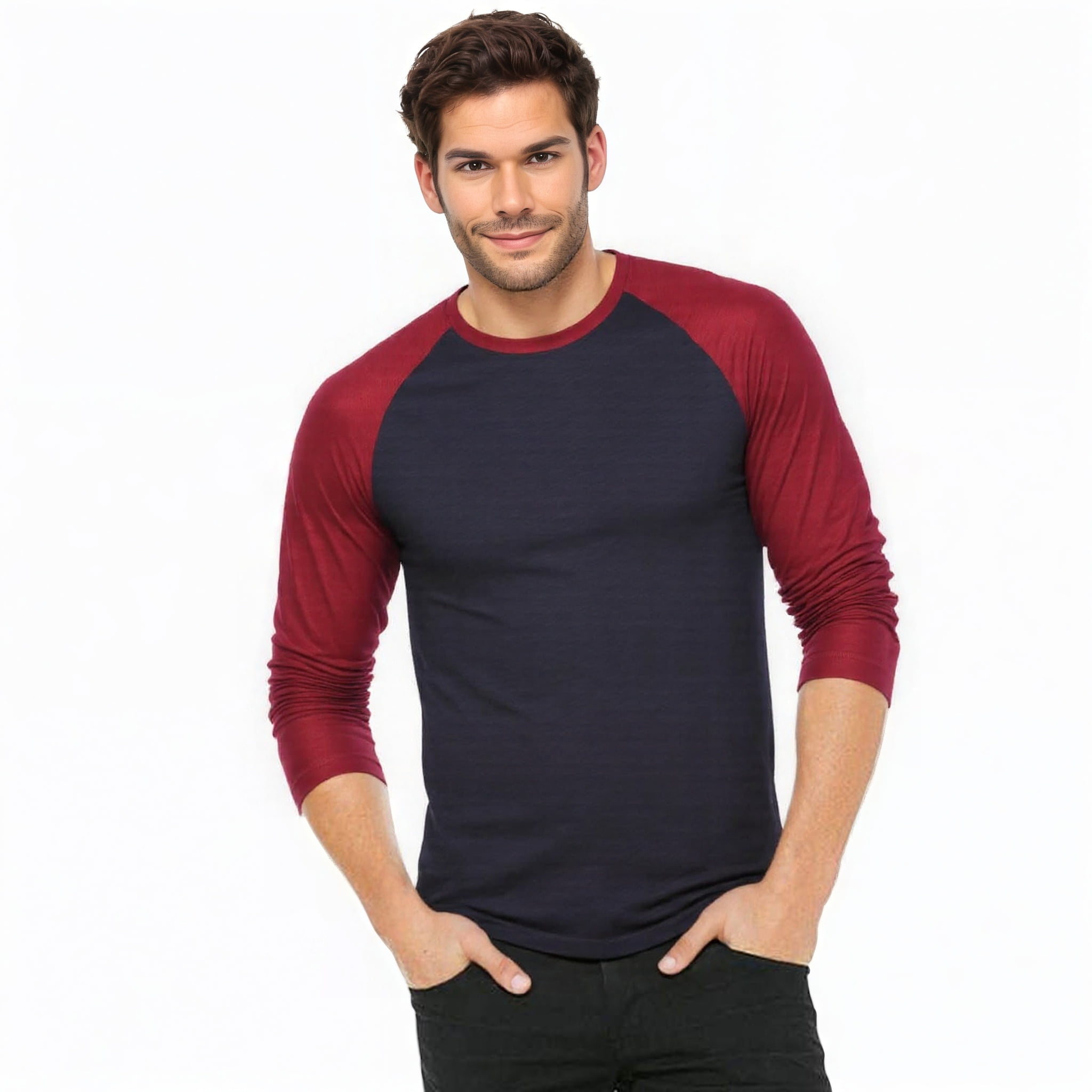 Men-s-3-4-Sleeve-Crew-Neck-