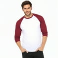 thumbnail image 1 of Men's 3/4 Sleeve Crew Neck Baseball Shirt, Casual Dynamic Cotton Raglan T Shirts, Burgundy/White 3XL, 1 Pack, 1 of 7