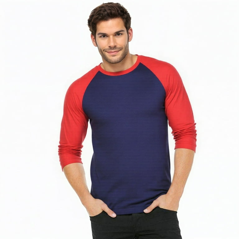Men's 3/4 Sleeve Crew Neck Baseball Shirt, Casual Dynamic Cotton