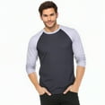 thumbnail image 1 of Men's 3/4 Sleeve Crew Neck Baseball Shirt, Casual Dynamic Cotton Raglan T Shirts, Heather Gray/Charcoal Gray S, 1 Pack, 1 of 7