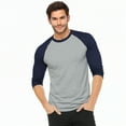 thumbnail image 1 of Men's 3/4 Sleeve Crew Neck Baseball Shirt, Casual Dynamic Cotton Raglan T Shirts, Navy/Light Gray M, 1 Pack, 1 of 7