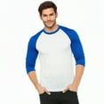 thumbnail image 1 of Men's 3/4 Sleeve Crew Neck Baseball Shirt, Casual Dynamic Cotton Raglan T Shirts, Royal Blue/White L, 1 Pack, 1 of 7