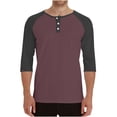 thumbnail image 1 of Men's 3/4 Sleeve Henley Shirts Raglan Sleeve Casual Slim-Fit Tee Shirt Lightweight Fashion Spring Fall Button Pullover Tops, 1 of 5