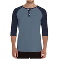 thumbnail image 1 of Men's 3/4 Sleeve Henley Shirts Raglan Sleeve Casual Slim-Fit Tee Shirt Lightweight Fashion Spring Fall Button Pullover Tops, 1 of 5
