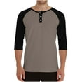 thumbnail image 1 of Men's 3/4 Sleeve Henley Shirts Raglan Sleeve Casual Slim-Fit Tee Shirt Lightweight Fashion Spring Fall Button Pullover Tops, 1 of 5