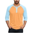 thumbnail image 1 of Men's 3/4 Sleeve Henley Tops Causal Crew Neck Raglan Tee Shirts Fall Lightweight Comfy Slim Fit Baseball Pullover Blouse, 1 of 5