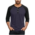 thumbnail image 1 of Men's 3/4 Sleeve Henley Tops Causal Crew Neck Raglan Tee Shirts Fall Lightweight Comfy Slim Fit Baseball Pullover Blouse, 1 of 5