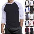 thumbnail image 1 of Men's 3/4 Sleeve Raglan Baseball T-Shirt Big & Tall Color Block Crew Neck Jersey Top Summer Casual Active Workout Tee Breathable Lightweight Soft Stretch Shirt, 1 of 6
