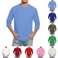 thumbnail image 1 of Men's 3/4 Sleeve Shirt Trendy Crew Neck Baseball Tshirts Breathable Lightweight Casual Regular Fit Solid Color T Shirt Blue S, 1 of 5