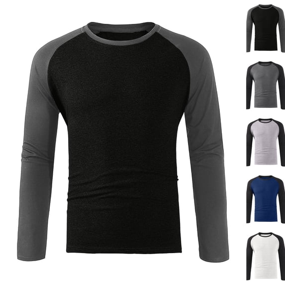 Men's 3/4 Sleeve Shirts Crew Neck Baseball T Shirts Casual Moisture Wicking Athletic Raglan Tops Black XL