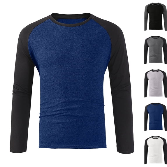 Men's 3/4 Sleeve Shirts Crew Neck Baseball T Shirts Casual Moisture Wicking Athletic Raglan Tops Navy XXL