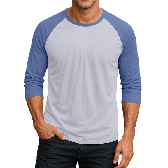 Men's 3/4 Sleeve Shirts Crew Neck Baseball T Shirts Moisture Wicking Athletic Tops