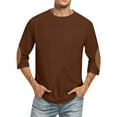 thumbnail image 1 of Men's 3/4 Sleeve T-Shirt Crewneck Color Block Casual Tee Lightweight Gym Sport Workwear Big & Tall Fit Shirts, 1 of 4
