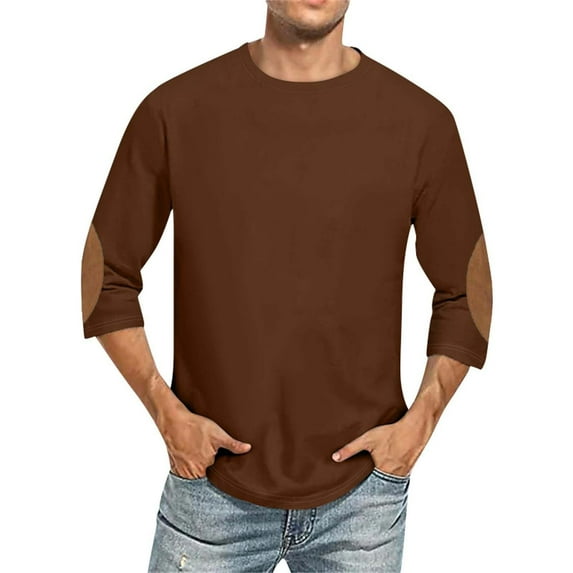 Men's 3/4 Sleeve T-Shirt Crewneck Color Block Casual Tee Lightweight Gym Sport Workwear Big & Tall Fit Shirts