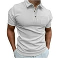 thumbnail image 1 of Men's 3 Buttons Short Sleeve Shirts Lapel V Neck Slim Fit Casual Tops Pullovers Blouses Gray,M, 1 of 6