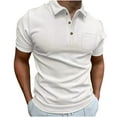 thumbnail image 1 of Men's 3 Buttons Short Sleeve Shirts Lapel V Neck Slim Fit Casual Tops Pullovers Blouses White,XL, 1 of 6