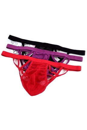 Men's 3 Colors Pack Sexy Underwear Ice Silky G-Strings Waistband Bikini Thongs Dresses Jockstrap Clothing Gift For Boyfriend Husband