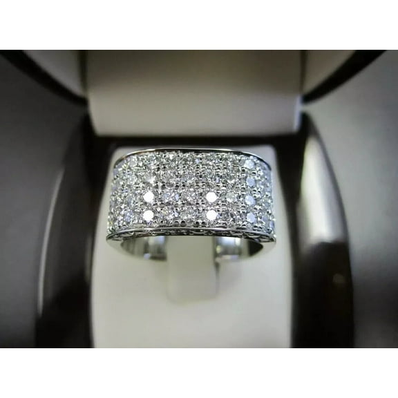 Men's 3 Ct Round Cut Lab Created Diamond Cluster Engagement Pinky Ring 925 Sterling Silver 14K White Gold Plated