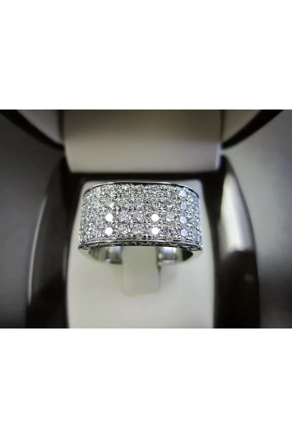 Men's 3 Ct Round Cut Simulated Diamond Cluster Engagement Pinky Ring 925 Sterling Silver 14K White Gold Plated