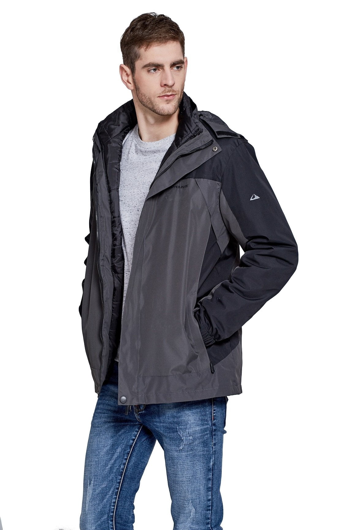 Men's 3-IN-1 MOUNTAIN THERMOTECH HOODED JACKET 3 in 1 Windbreaker ...