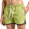 thumbnail image 1 of Men's 3-Inch Nylon Quick Dry Running Shorts, Elastic Waist Drawstring Athletic Shorts with Zipper Pockets, Lightweight Breathable Workout & Swim Shorts Size S-8XL Yellow, 1 of 9