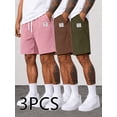 thumbnail image 1 of Men’s 3-Pack Casual Shorts, American Retro Athletic Knee-Length Shorts with Drawstring Waist and Deep Pockets, Relaxed Comfort for Outdoor Hiking, Ball Sports and Holiday Travel, Thoughtful Gift for, 1 of 6