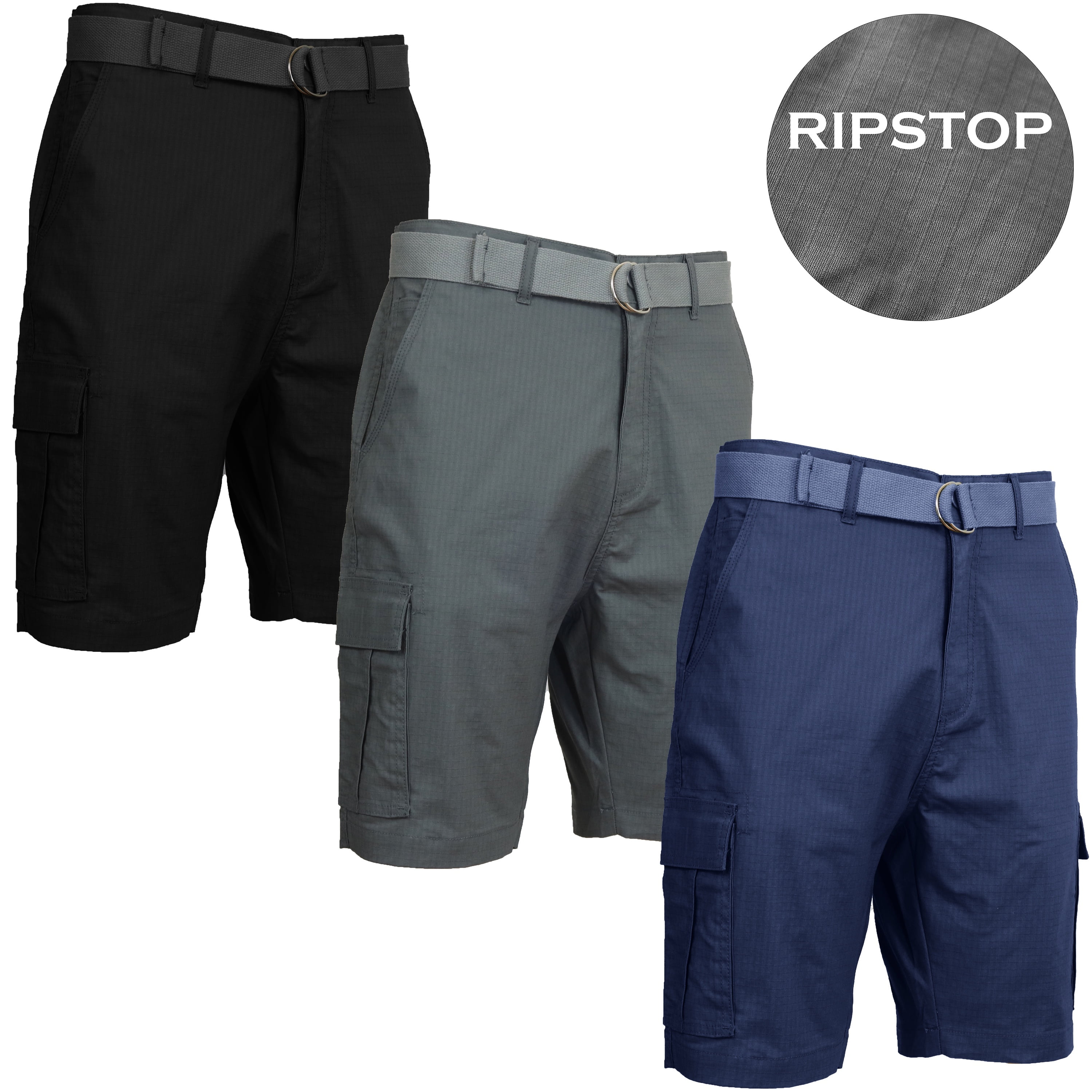 Men's Belted Cotton Cargo Shorts (3-Pack) - Walmart.com Men's Belted Cotton Cargo Shorts (3-Pack) - Walmart.com