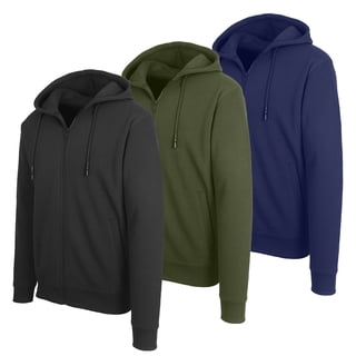 Men’s 3-Pack Fleece-Lined Zip-Up Hoodies – Warm Cotton Blend, Modern Fit Sweatshirts