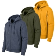 Men s 3-Pack Fleece-Lined Zip-Up Hoodies   Warm Cotton Blend, Modern Fit Sweatshirts