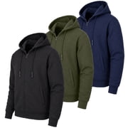 Men’s 3-Pack Fleece-Lined Zip-Up Hoodies – Warm Cotton Blend, Modern Fit Sweatshirts