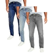 GALAXY BY HARVIC Men's 3-Pack Flex Stretch Slim Straight Jeans with 5 Pocket (Sizes, 30-42)