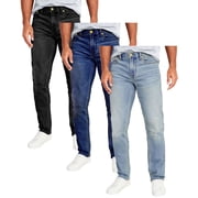 Mens 3-Pack Flex Stretch Slim Straight Jeans with 5 Pocket Sizes, 30-42