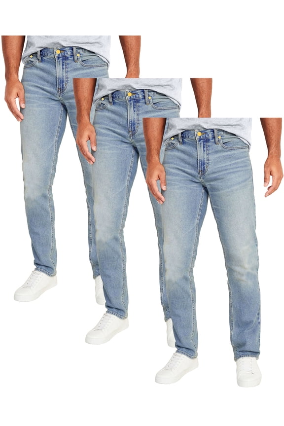 Men's 3-Pack Flex Stretch Slim Straight Jeans with 5 Pocket (Sizes, 30-42)