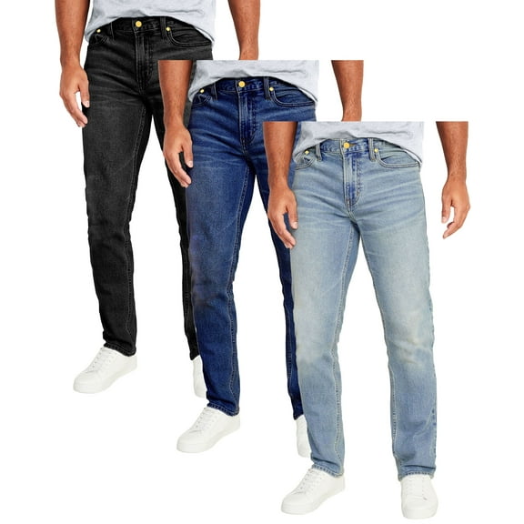 Men's 3-Pack Flex Stretch Slim Straight Jeans with 5 Pocket (Sizes, 30-42)
