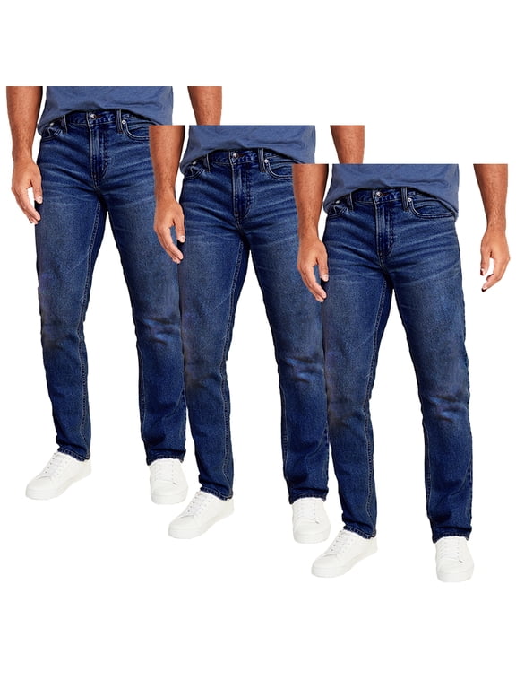 Men's 3-Pack Flex Stretch Slim Straight Jeans with 5 Pocket (Sizes, 30-42)