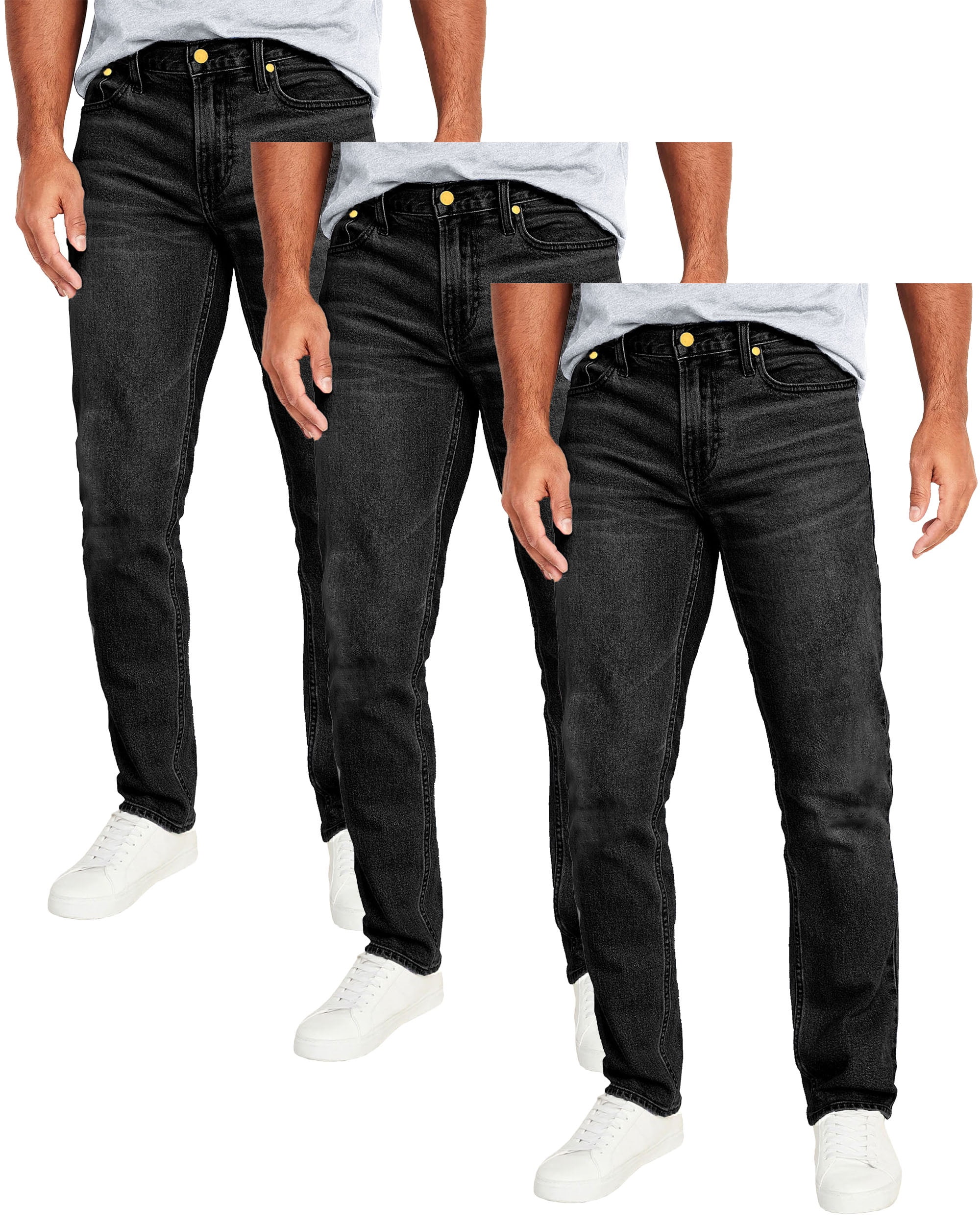 Men's 3-Pack Flex Stretch Slim Straight Jeans with Pocket (Sizes