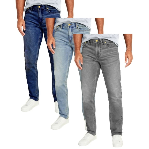 Men's 3-Pack Flex Stretch Slim Straight Jeans with 5 Pocket (Sizes, 30-42)