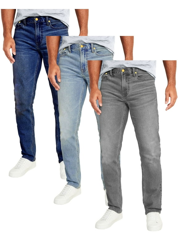 Men's 3-Pack Flex Stretch Slim Straight Jeans with 5 Pocket (Sizes, 30-42)