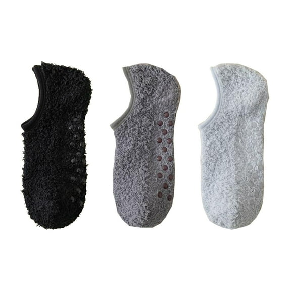 Men's 3-Pack Fuzzy Grip Socks Low Cut Non-Slip Indoor Slipper Lounge Fit - Multicolored-1