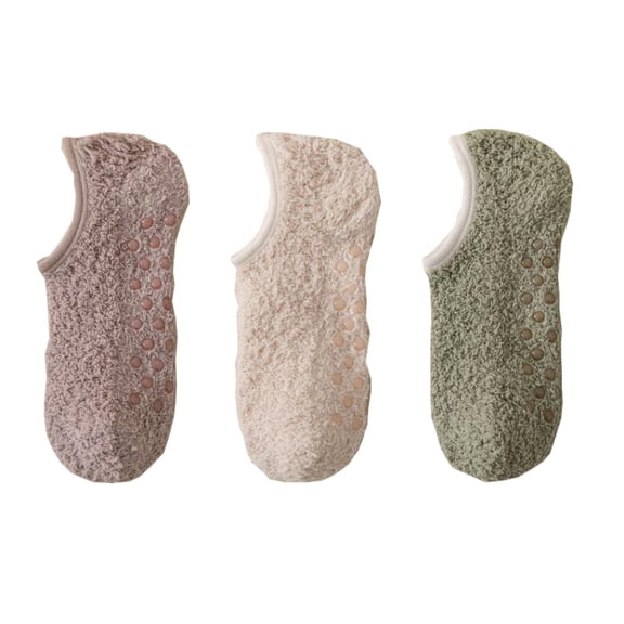 Men's 3-Pack Fuzzy Grip Socks Low Cut Non-Slip Indoor Slipper Lounge Fit - Multicolored-2
