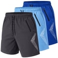 thumbnail image 1 of Men's 3-Pack Performance Training Shorts With Zipper Pockets (Sizes, S to 2XL), 1 of 6