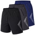 thumbnail image 1 of Men's 3-Pack Performance Training Shorts With Zipper Pockets (Sizes, S to 2XL), 1 of 6