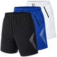 thumbnail image 1 of Men's 3-Pack Performance Training Shorts With Zipper Pockets (Sizes, S to 2XL), 1 of 6