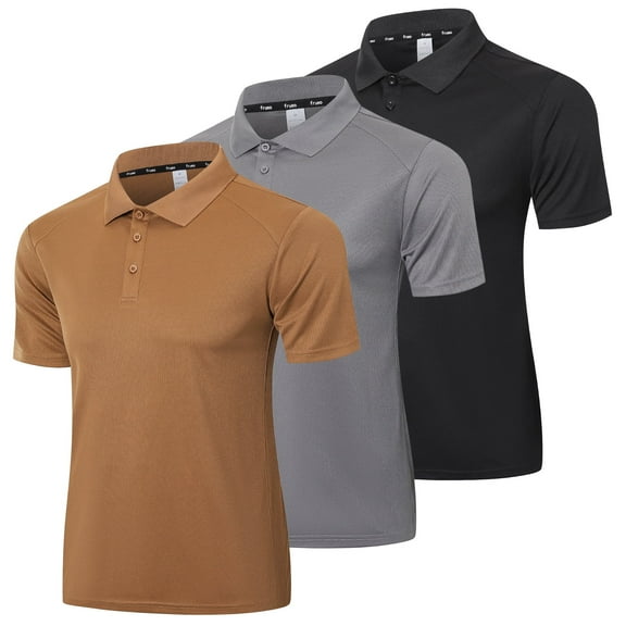 Men’s 3 Pack Polo Shirt Moisture Wicking Quick Dry Performance Athletic Short Sleeve Golf Shirt