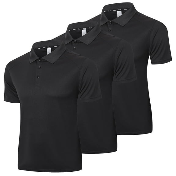 Men’s 3 Pack Polo Shirt Moisture Wicking Quick Dry Performance Athletic Short Sleeve Golf Shirt