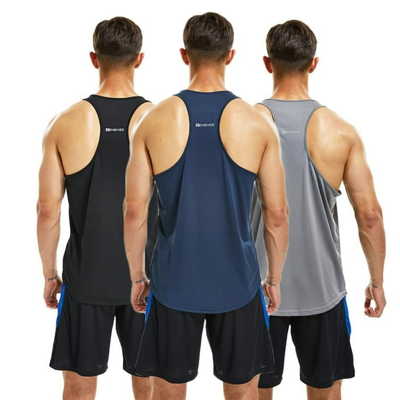 Men's 3 Pack Running Muscle Tank Tops for Men Dry-Fit Workout Sleeveless Tops Breathable Y-Back Shirts Training Bodybuilding Vests
