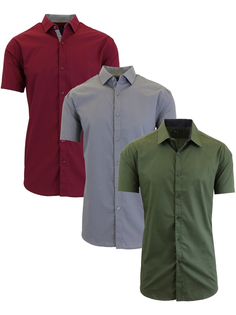 dress shirt pack Blue Ice Men's Long Sleeve Classic Dress Shirt- 3 Pack - Black - Navy - White