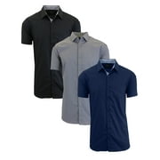 GALAXY BY HARVIC Men's 3-Pack Short Sleeve Dress Shirts (S-5XL)